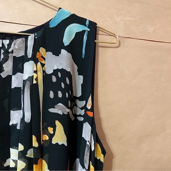 Lafayette 148 | Nia Blooming Eden Silk Midi Dress Pleated Tie Waist Size M - Picture 7 of 15